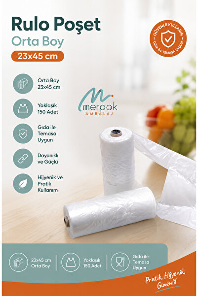 Merpak Ambalaj Rulo Poşet Orta Boy Hışır Atlet Poşet Market Manav Poşeti Çöp ...
