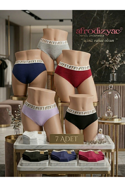 Afrodizyac Set de 7 slips din bambus cu talie înaltă și scrise (extra moi și ...
