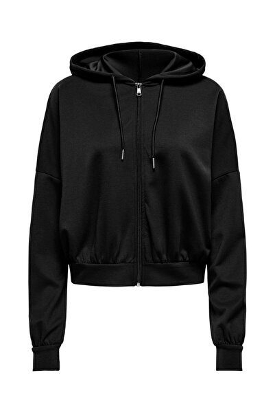 ONLY ONLALINA LIFE L/S ZIP HOOD BOX CC SWT Hanorac negru pentru femei - 15339813