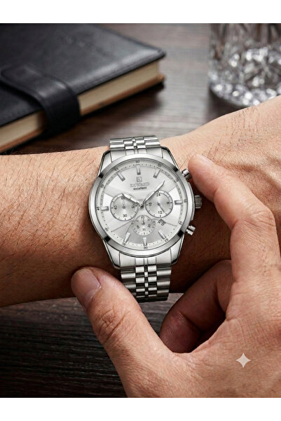 Reward Men's Silver Metal Cord White Dial Calendar Wrist Watch 2 Year Warranty