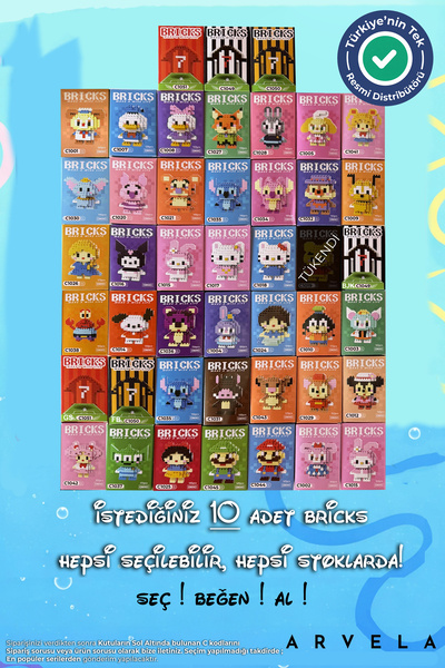 Arvela 10 Adet Bricks Marka Tamamı Seçmeli Mini Blok Seti - 10lu - Sen Ne Seç...