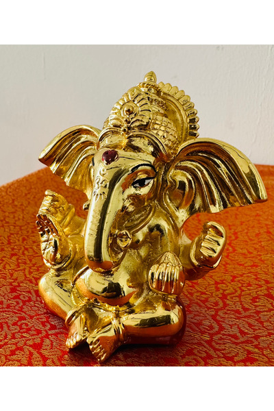 Weswadesi Gold Plated KanGanesh – Ganapati 8x4cm Idol for Gifting and Home Decor | Gold & Silver Plated Ganesh Idol Online