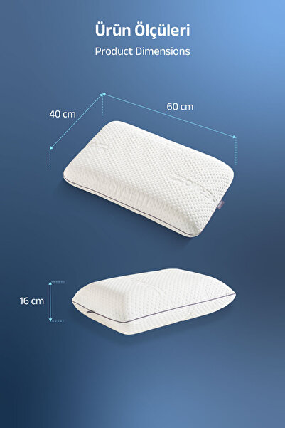 VİSCOTEX Visco Ortopedik Boyun Destekli Büyük Tombul Yastık, 60x40x16 Cm, Beyaz