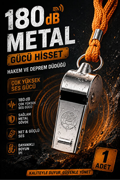 AVESSA Metal Hakem Düdüğü - Metal Deprem Düdüğü - 180 Db Ultra Yüksek Ses - S...