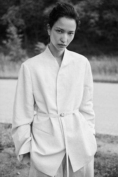 H&M Keten Karışımlı ve Kemerli Blazer