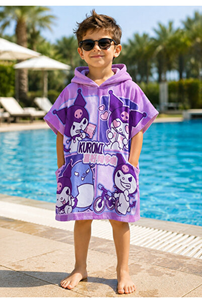 mirkidsclub Unisex Çocuk Panço Havlu Kapüşonlu Plaj & Banyo Havlusu %100 Pamu...