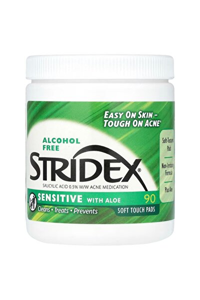 Stridex مناديل ناعمة الملمس للبشرة الحساسة مع الألوة فيرا، خالية من الكحول، 9...
