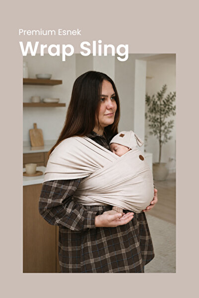 İLAYS Premium Birinci Sınıf Pamuklu Esnek Wrap Sling Vizon (BABYWEARİNGE ÖZEL ÜRETİM KUMAŞ)