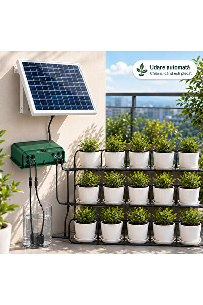 Onlinecom Storetail Offers Kit irigare solară automată pentru plante, pompă u...