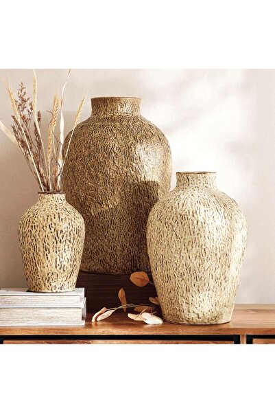 PAN HOME مزهرية سيراميك ليفو 30.5×30.5×47.5 سم - بني