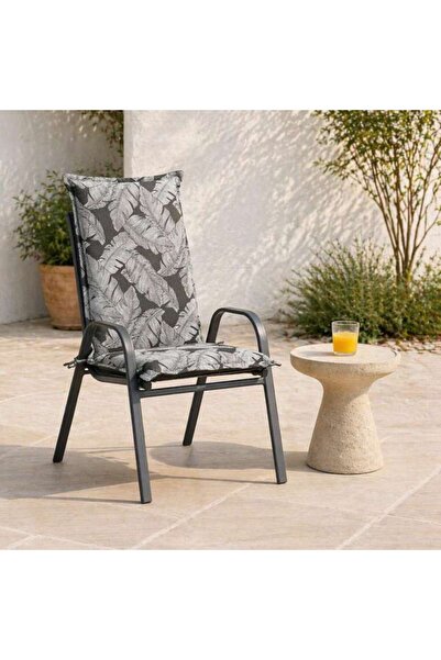 PAN HOME Grey Scale Leaf High Back Cushion 120x52x4 Cm Double Pattern 240 Gsm...