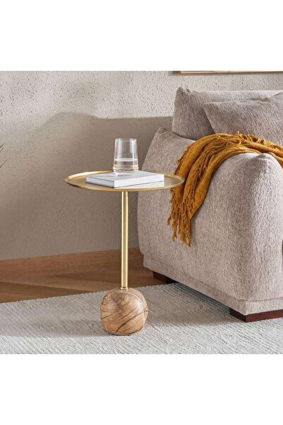 PAN HOME طاولة كوليت أكسنت من الحديد - بني وذهبي