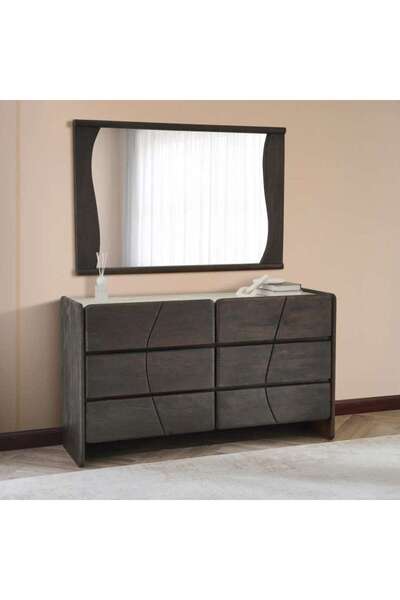 PAN HOME Terra Dresser With Mirror Marble - Beige & Brown