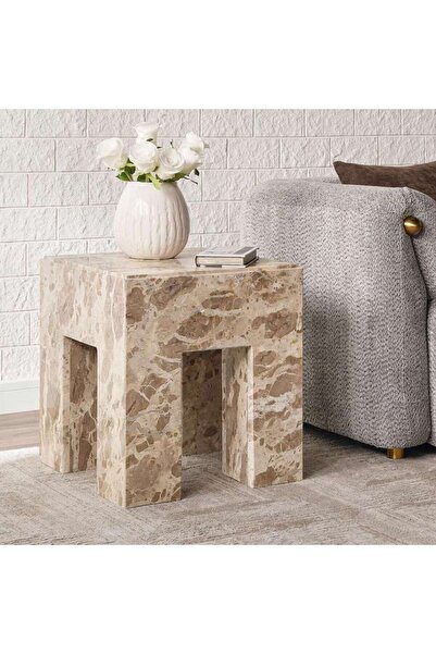PAN HOME Warda End Table Marble - Beige & Brown