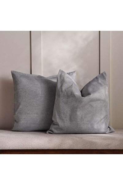 PAN HOME طقم غطاء وسادة هارلين مكون من قطعتين - 45x45 سم - رمادي
