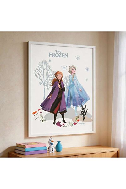 PAN HOME Disney Frozen Elsa & Anna Canvas Framed Wall Art 40x30x2cm-blue
