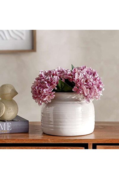 PAN HOME مزهرية سيراميك كاليبي 21x21x16.5 سم - أبيض