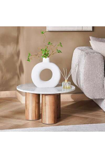PAN HOME طاولة جانبية من مانبي - لون بني