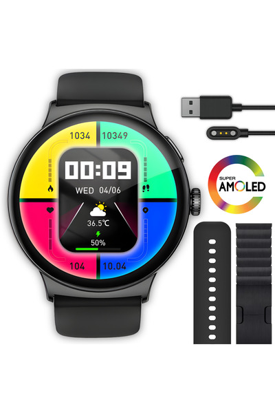 Techone Ceas Smartwatch bărbați NeoWrist Plus, SUPER AMOLED de 1.43 inch, Rit...