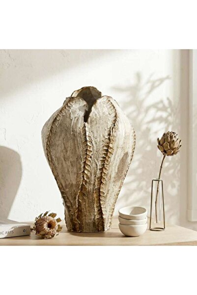 PAN HOME Calyx Ceramic Urn Vase 33.5x30.5x51.5cm - Beige