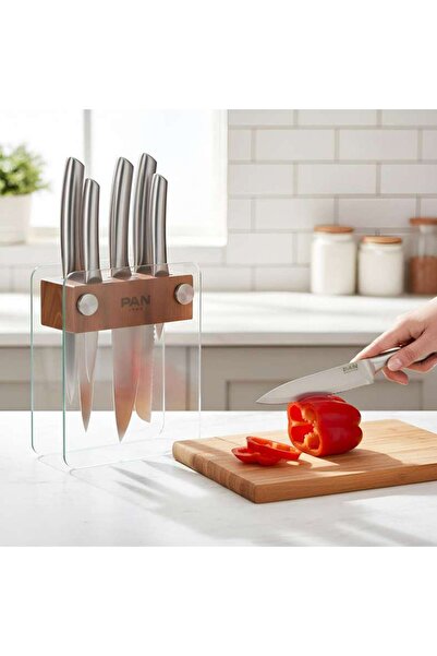 PAN HOME طقم سكاكين دونال المكون من 5 قطع - شفاف وكروم