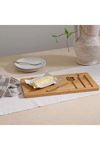 PAN HOME Natura 4-Piece Bamboo Cheese Serving Board 40x20x1.5cm - Natural
