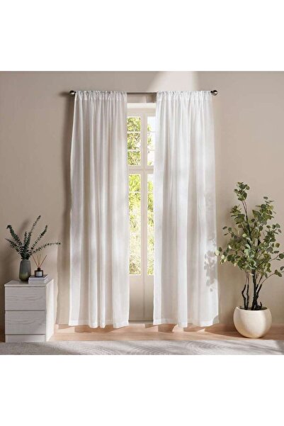 PAN HOME طقم ستائر واين شير من قطعتين 135×240 سم - أبيض