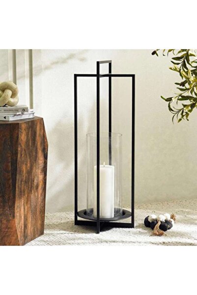 PAN HOME فانوس معدني سانا 30x30x82 سم - أسود