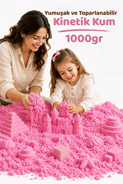 HEROES Kinetik Kum 1 Kg Pembe - Eğitici Akışkan Dağılmayan Canlı Renk 1000 Gr...