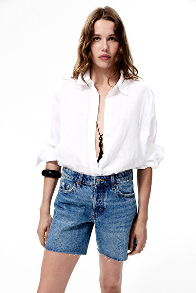 H&M İşlenmemiş Kenarlı Kot Şort