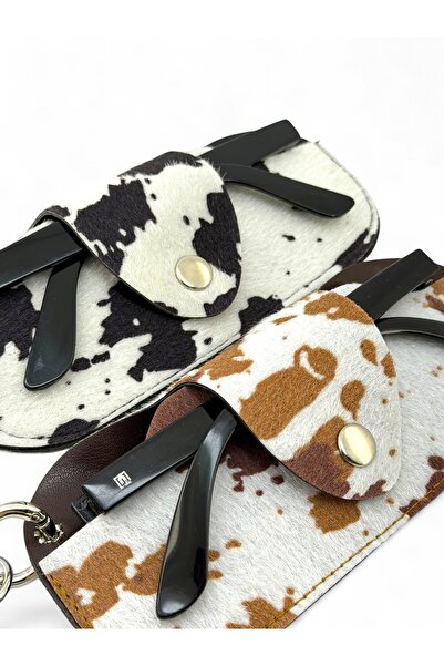 rawlab RAW LAB Cow Print Gözlük Kılıfı Premium Deri El Yapımı Anahtarlık