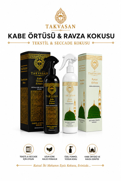 Takvasan Kabe Örtüsü ve Ravza Kokusu İkili Set Umre Hediyeliği Manevi Hediye ...