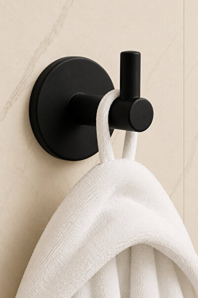 RİYA HOME EV & DEKORASYON Siyah Yuvarlak Havluluk Metal Paslanmaz