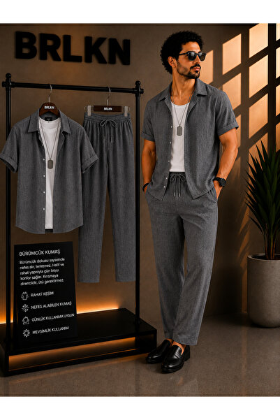 BRLKN Set de trening unisex, cu croială boyfriend, din țesătură Gofre, stil A...