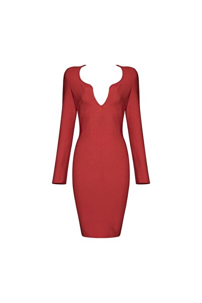 NO BRAND Rochie bandage elegantă - Roșu, L