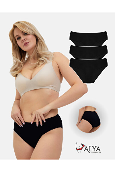 ALYA UNDERWEAR Γυναικεία βαμβακερά εσώρουχα Bato - 3 τεμάχια μαύρα - Πακέτο 3...
