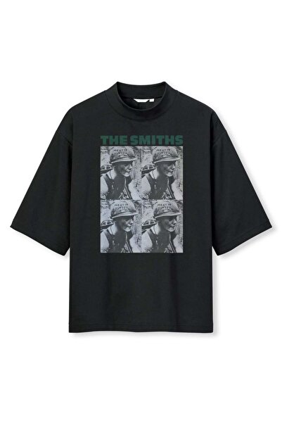 buzagi tasarım ürünleri The Smiths Digital Print Oversize Black Unisex T-Shirt