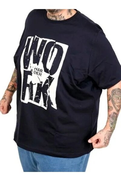 cusseli Large Size T-Shirt Work Harder 26166 Dark Blue