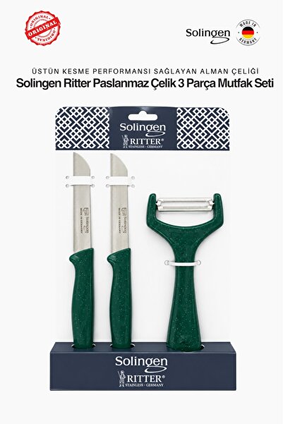 Solingen Ritter 3'lü Paslanmaz Çelik Mutfak Seti Yeşil