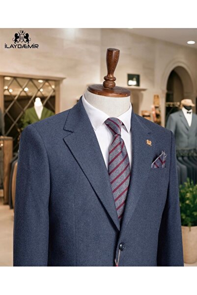 ilayda emir Mavi Kaşe Luxury, Slim Fit, Blazer, Men's Jacket
