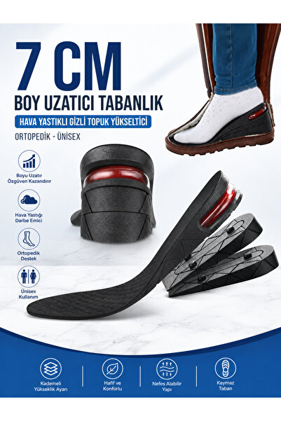 Dijital Dünyası Hava Yastıklı 7 cm Tam Boy Tabanlık Gizli Topuk Uzatıcı