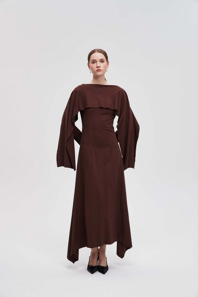 Livia Plain Long Sleeve Midi Dress