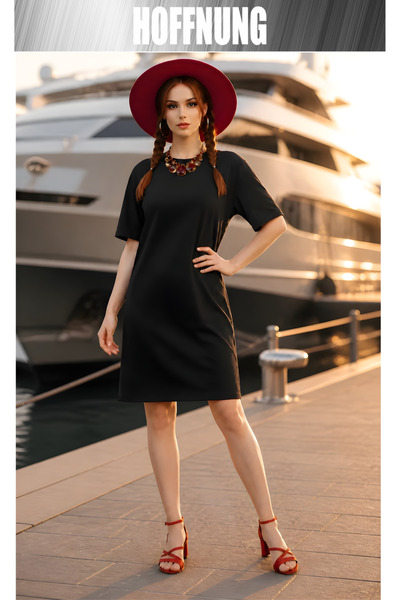 HOFFNUNG Women's Short Sleeve Crew Neck T-Shirt Dress Nightgown