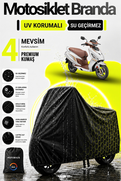 Motobros قماش القنب للدراجات النارية Hero Dash أسود مقاوم للماء ومتين (أعلى س...