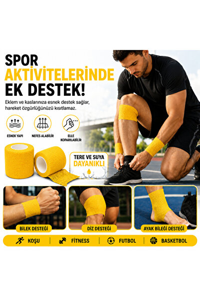 NutraBella Su Gecirmez 5cm*4.5m Spor Sabitleme Parmak Bilek Bacak Kırmızı Ban...