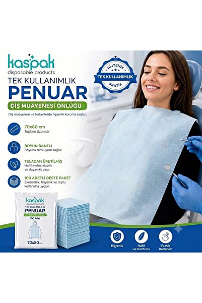 kaspak Tek Kullanımlık Yapışkanlı Dişci Önlüğü 100 Adet