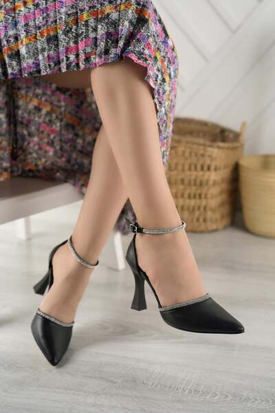 Nesil Shoes Elva 170 Black Stone Heeled Women's Shoes