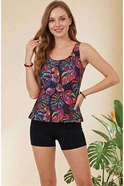 SUERTO Tankini pentru femei cu pantaloni scurți, din țesătură elastică Lycra,...