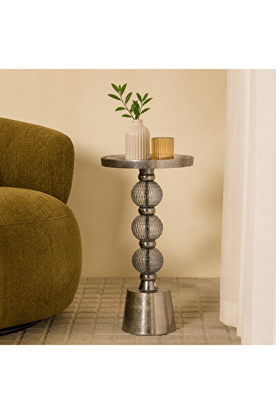 HOME AURAA طاولة جانبية فاخرة كلاسيكية للزينة |   طاولة جانبية بقاعدة كروية ز...