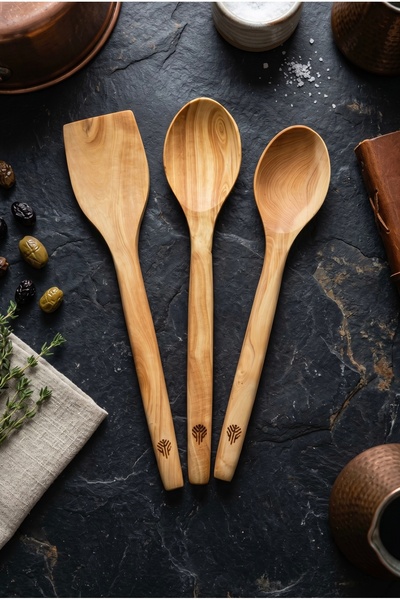 Handcraft Handmade Boxwood 3 Piece Highly Durable (Water-Resistant) Wooden Sp...